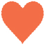 Electric Orange Scallop Heart Card 4 Inch - 25/Pk