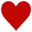 Firecracker Red Scallop Heart Card 4 Inch - 25/Pk