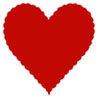 Firecracker Red Scallop Heart Card 4 Inch - 25/Pk